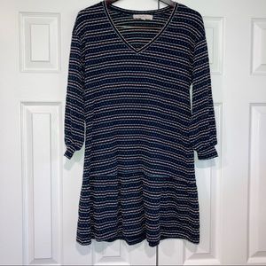 LOFT Navy Blue Peplum Type 3/4 Balloon Type Sleeve Pink Gold Speck Sm Petite